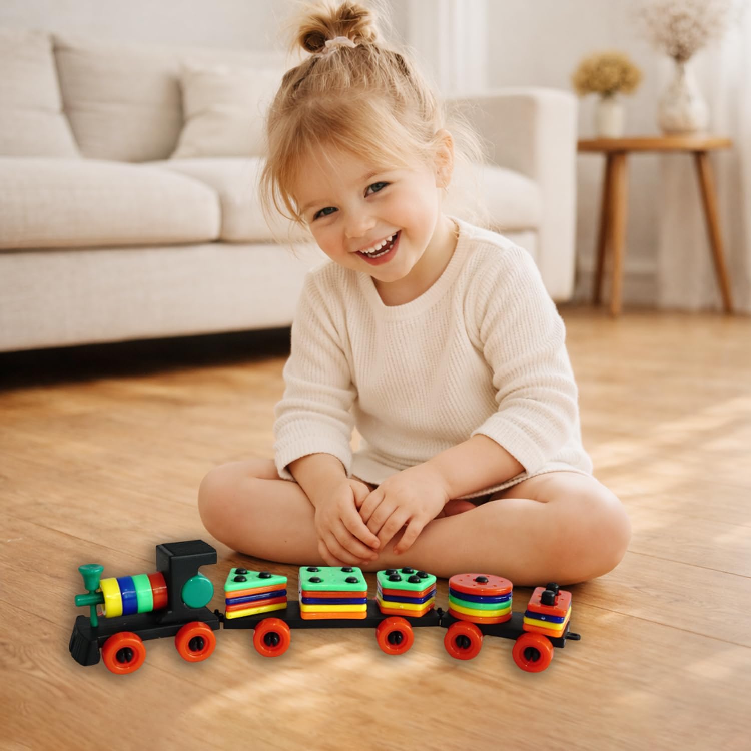 multicolor shape blocks toy shape sorting and stacking toy pull along wheels toy for toddlers hand eye coordination toy