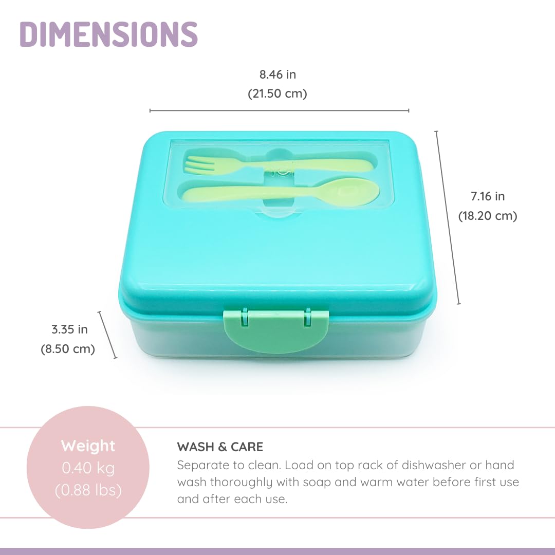 melii 2 Tier Bento 6 Compartment Lunch Box with Spoon & Fork