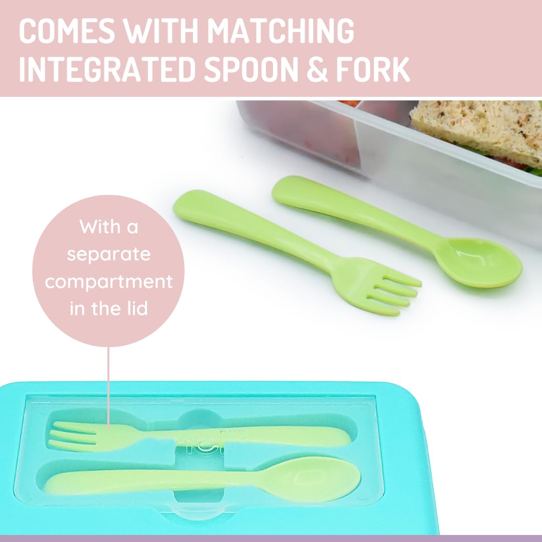melii 2 Tier Bento 6 Compartment Lunch Box with Spoon & Fork