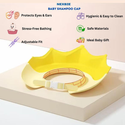 NEXBIE Adjustable Baby Shampoo Cap for Bathing, Soft Silicone, Waterproof Eye & Ear Protection