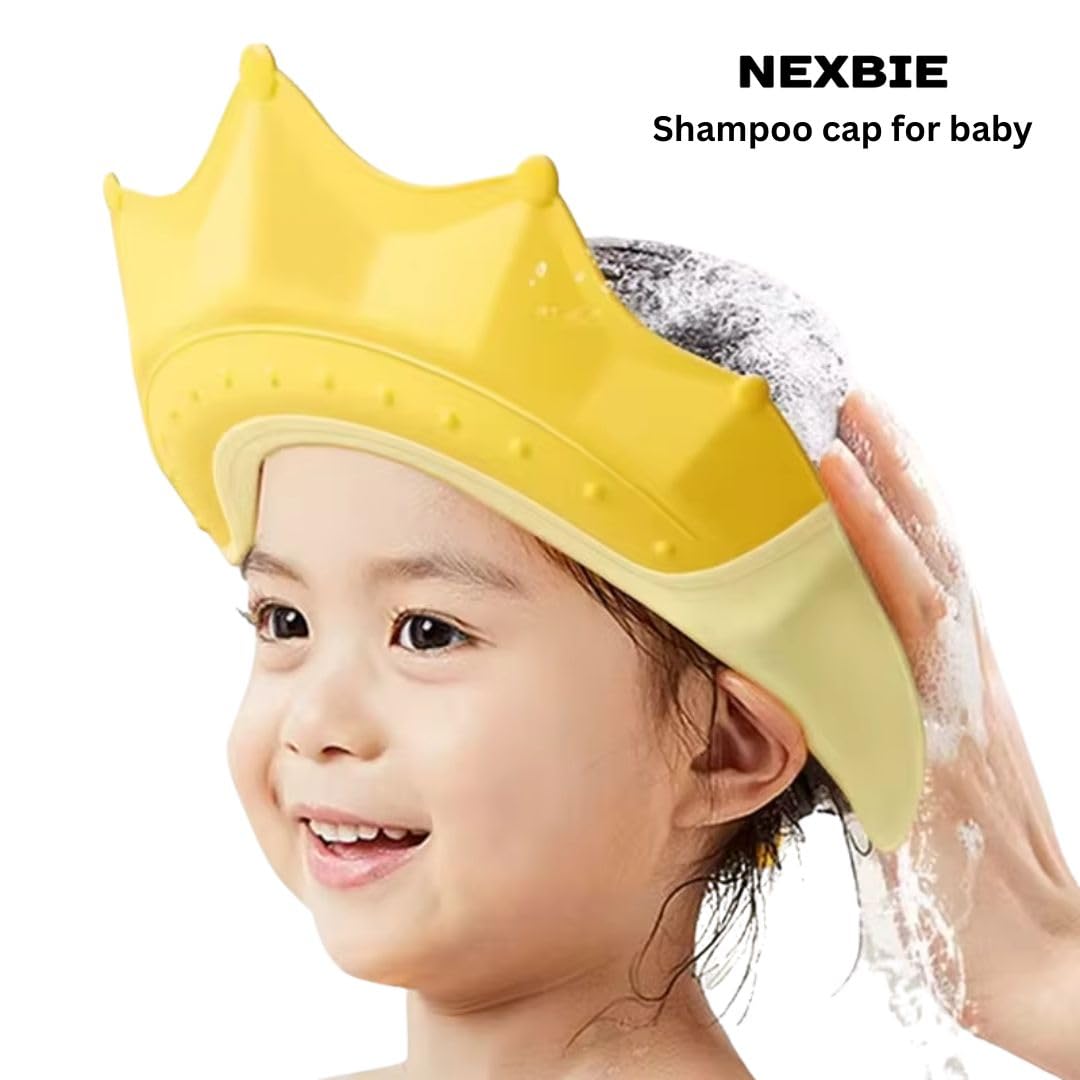 NEXBIE Adjustable Baby Shampoo Cap for Bathing, Soft Silicone, Waterproof Eye & Ear Protection