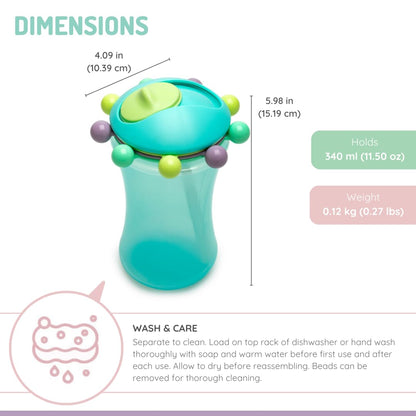 melii Abacus Straw Sippy Cup 340ml for Baby & Toddler, Leak Proof, Flip Top Straw
