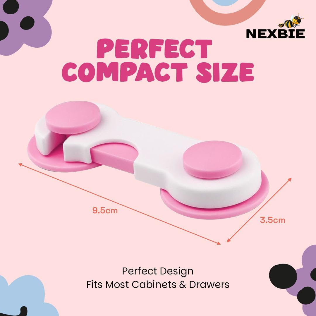 Nexbie Baby Safety Locks with Dual Adhesive Tape, Child Proof, Pack of 5