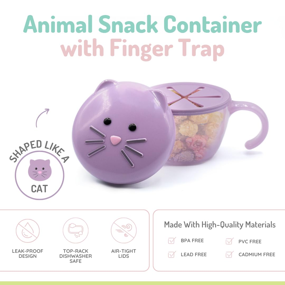 melii Snack Container with Finger Trap, Leak Resistant Snack Storage Container, 200ml