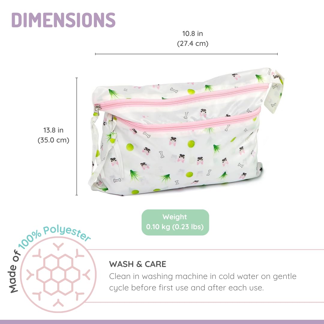 melii Waterproof Wet & Dry Bag with Handle for Wet Clothes, Swimsuits, Diapers and Travel Essentials - Bulldog