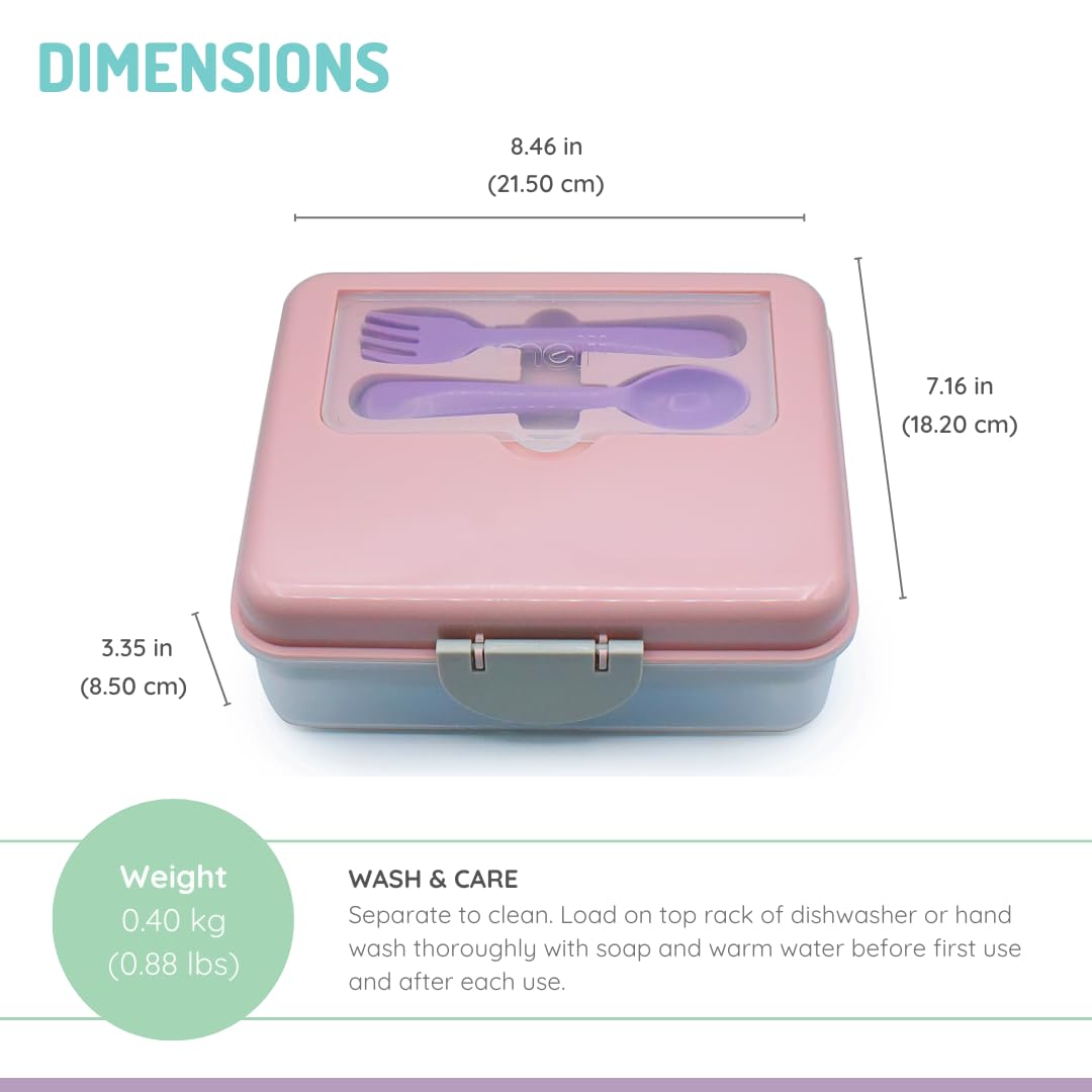 melii 2 Tier Bento 6 Compartment Lunch Box with Spoon & Fork