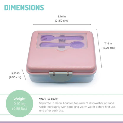 melii 2 Tier Bento 6 Compartment Lunch Box with Spoon & Fork