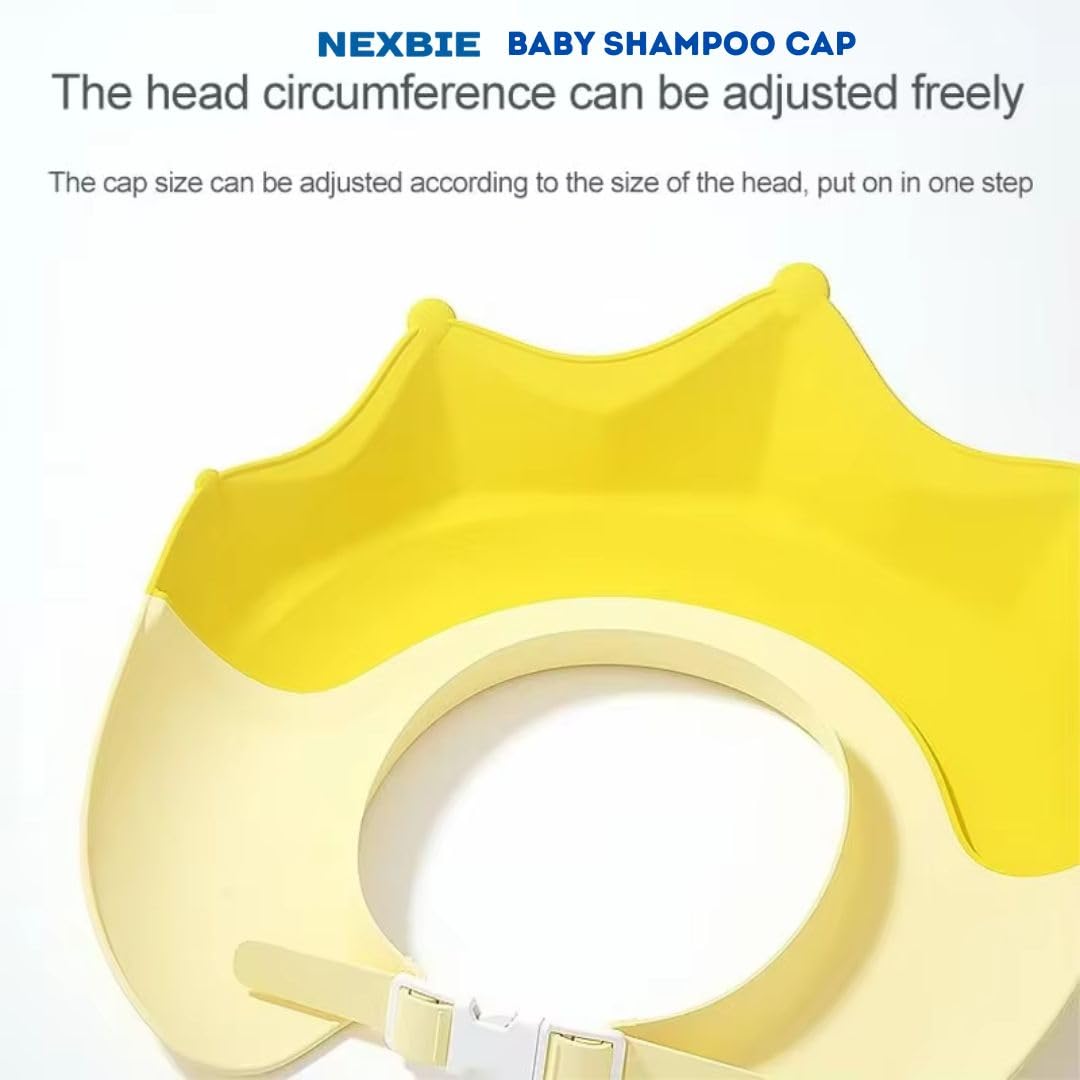 NEXBIE Adjustable Baby Shampoo Cap for Bathing, Soft Silicone, Waterproof Eye & Ear Protection