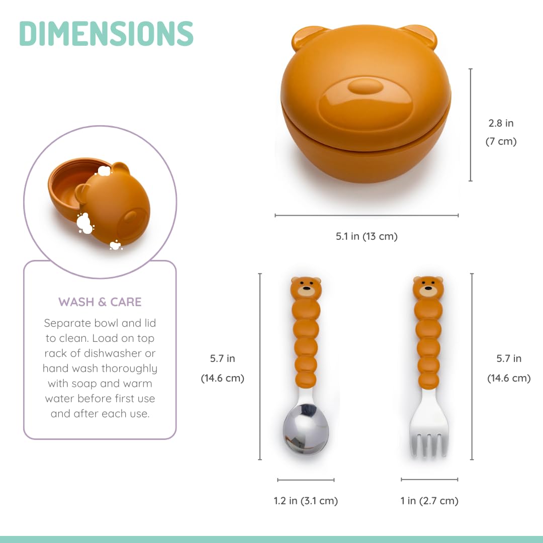 melii Silicone Bowl with Lid & Utensils, 350ml