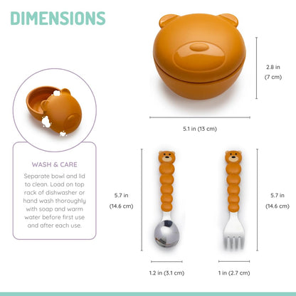 melii Silicone Bowl with Lid & Utensils, 350ml