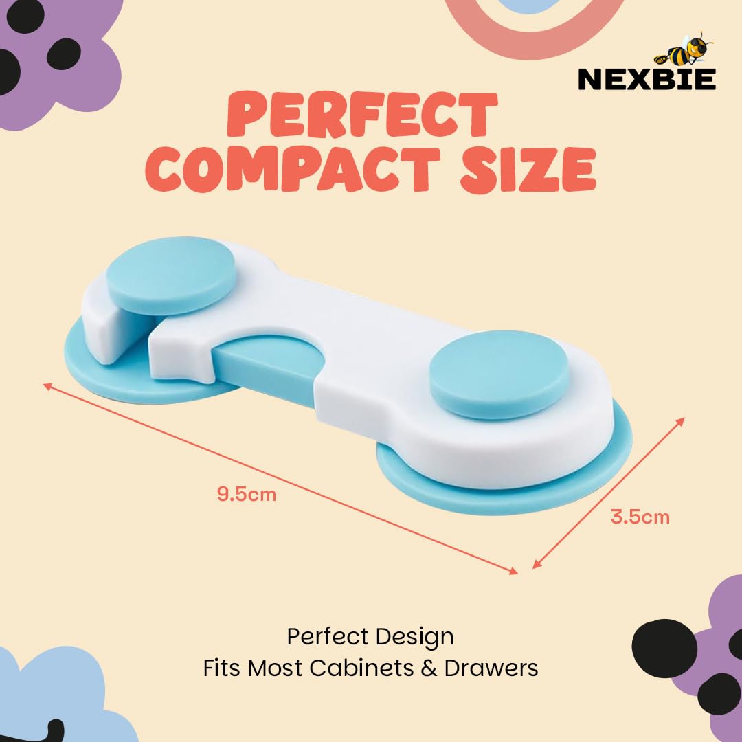 Nexbie Baby Safety Locks with Dual Adhesive Tape, Child Proof, Pack of 5