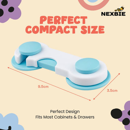 Nexbie Baby Safety Locks with Dual Adhesive Tape, Child Proof, Pack of 5