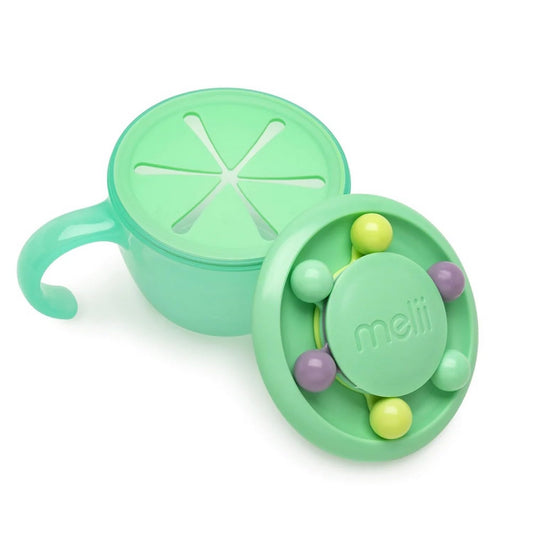 melii Abacus Snack Container for Kids, Toddlers & Baby with Removable Food Trap, Spill-Proof Lid