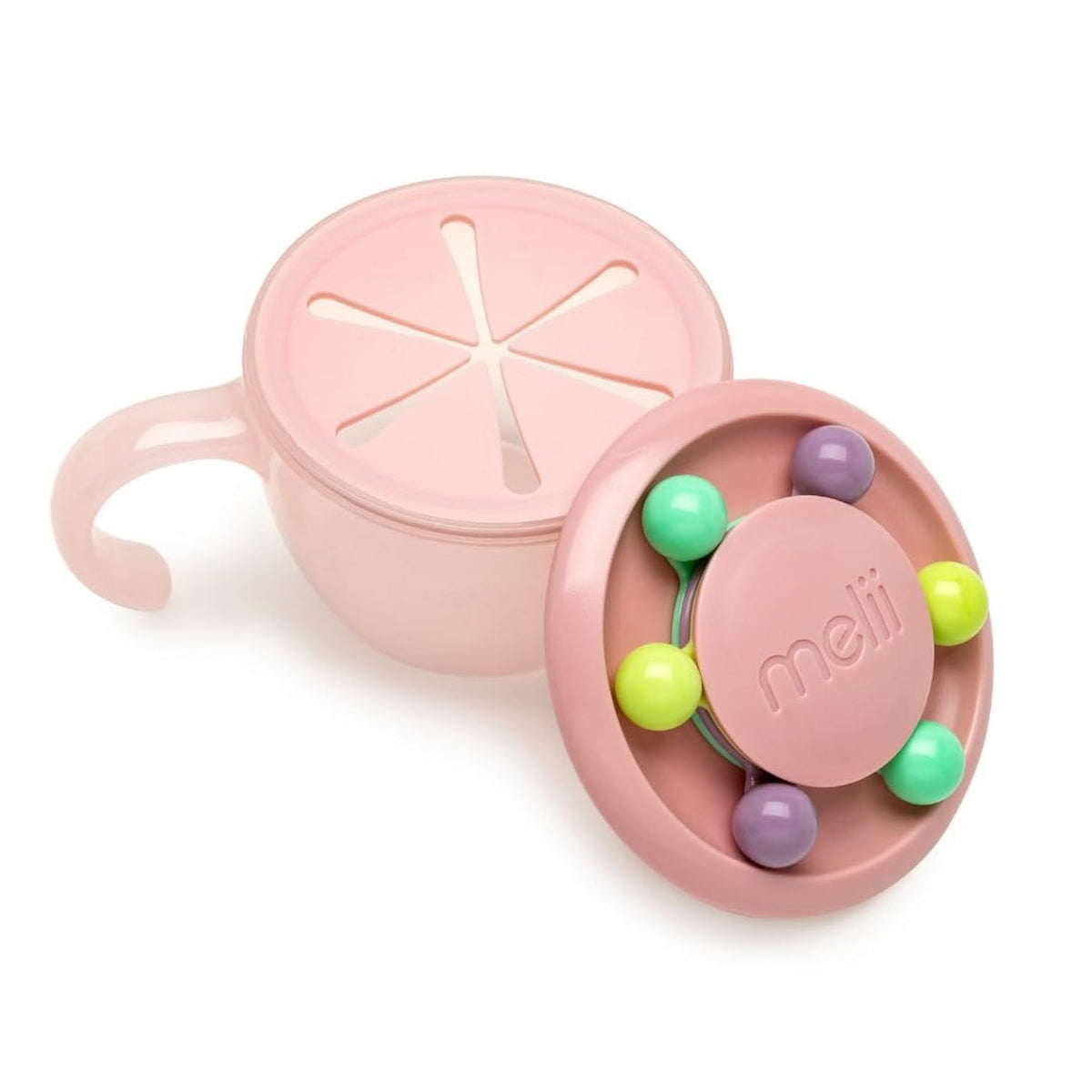 melii Abacus Snack Container for Kids, Toddlers & Baby with Removable Food Trap, Spill-Proof Lid