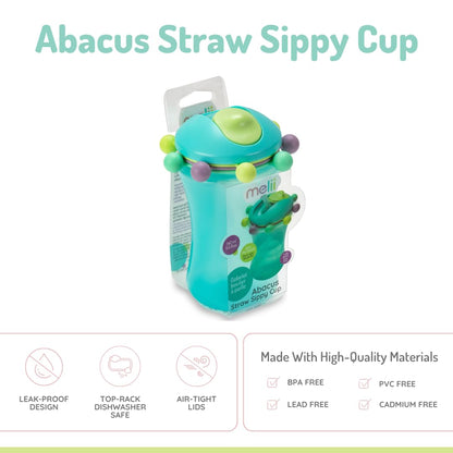 melii Abacus Straw Sippy Cup 340ml for Baby & Toddler, Leak Proof, Flip Top Straw
