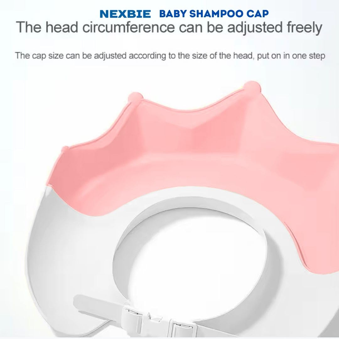 NEXBIE Adjustable Baby Shampoo Cap for Bathing, Soft Silicone, Waterproof Eye & Ear Protection