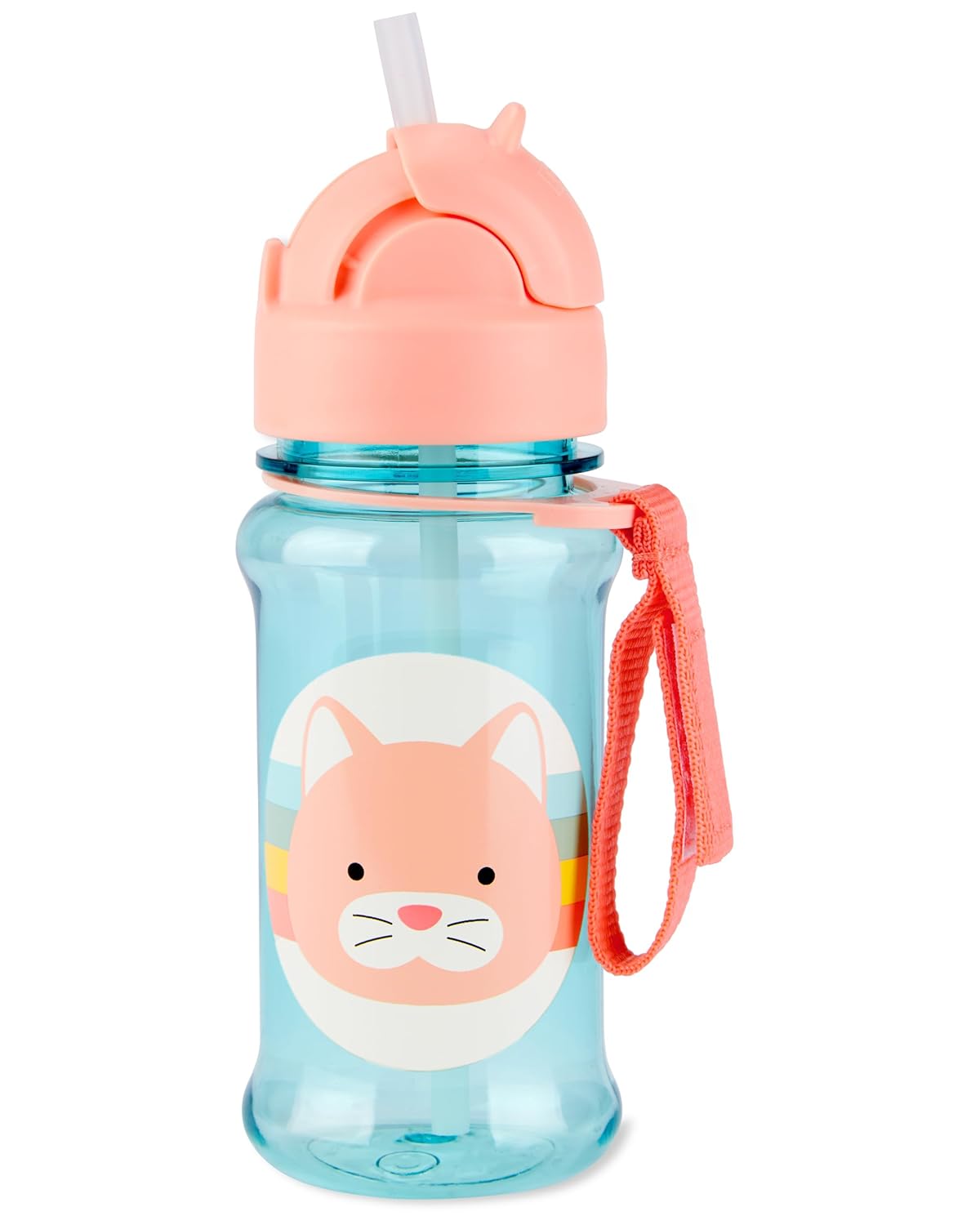 Skip Hop Zoo Straw Bottle for Kids, BPA-Free & PVC-Free Flip-Top Straw Sipper