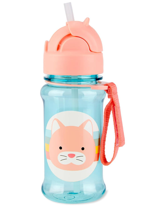 Skip Hop Zoo Straw Bottle for Kids, BPA-Free & PVC-Free Flip-Top Straw Sipper