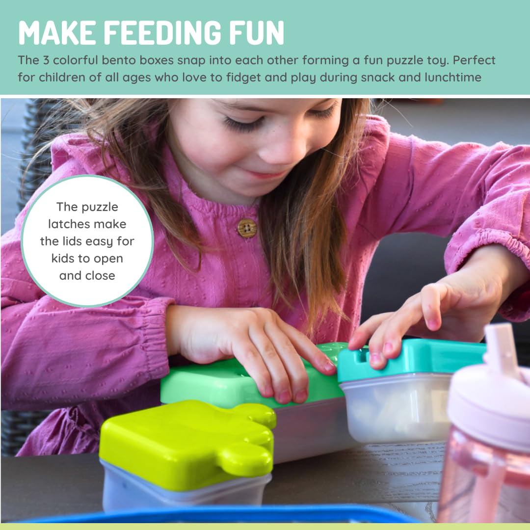 melii Puzzle Bento Box Food Storage Container – 3 Compartments