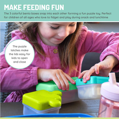 melii Puzzle Bento Box Food Storage Container – 3 Compartments