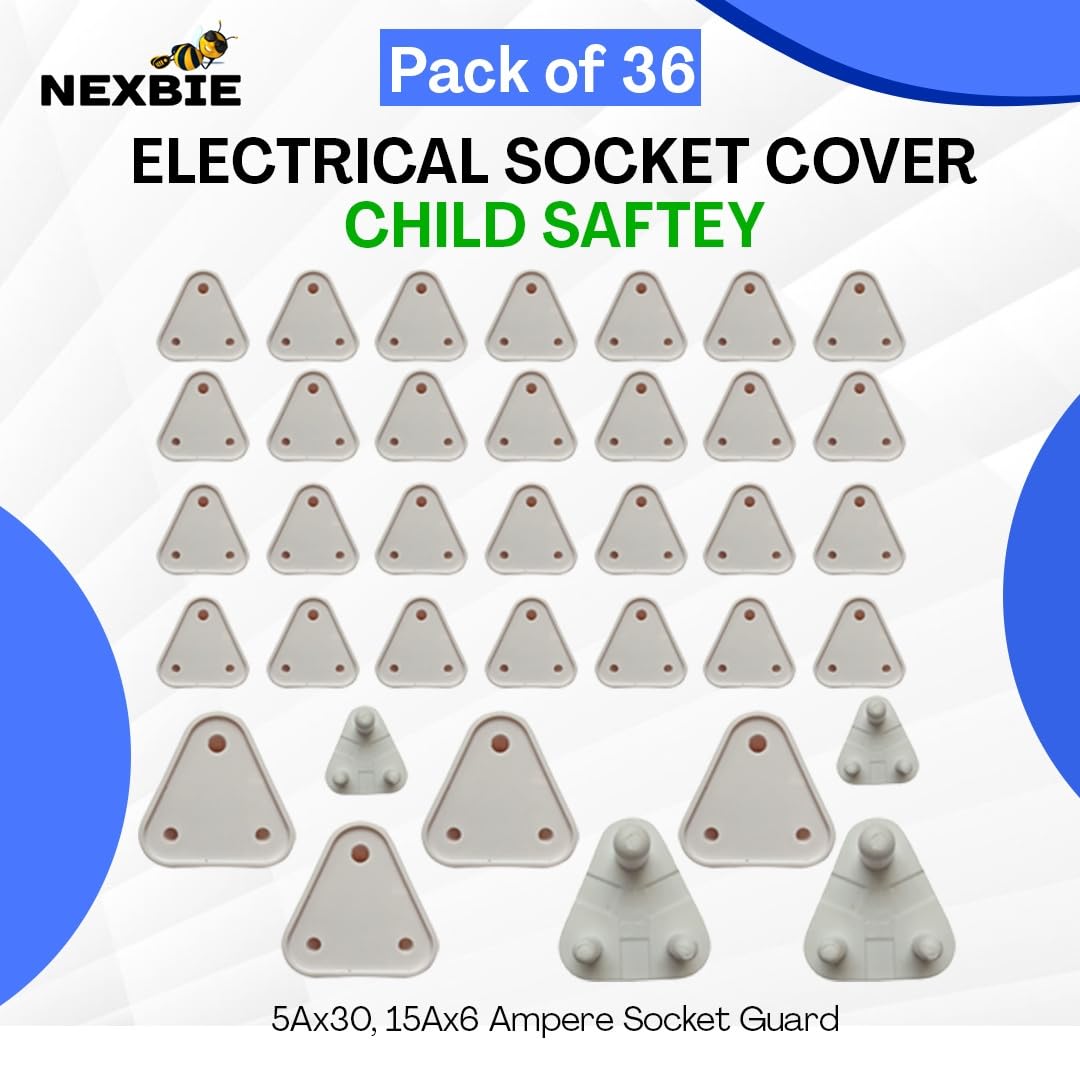 NEXBIE Baby Proofing Electrical Protector Socket Plug Cover Guards, White, Pack of 36