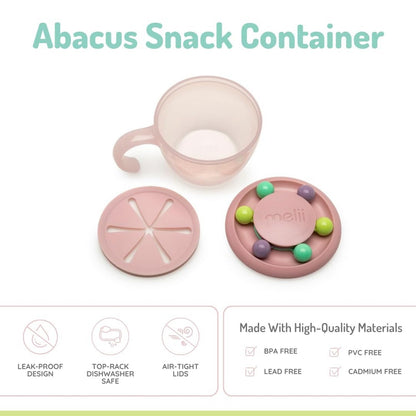 melii Abacus Snack Container for Kids, Toddlers & Baby with Removable Food Trap, Spill-Proof Lid