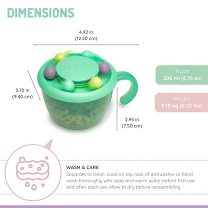 melii Abacus Snack Container for Kids, Toddlers & Baby with Removable Food Trap, Spill-Proof Lid