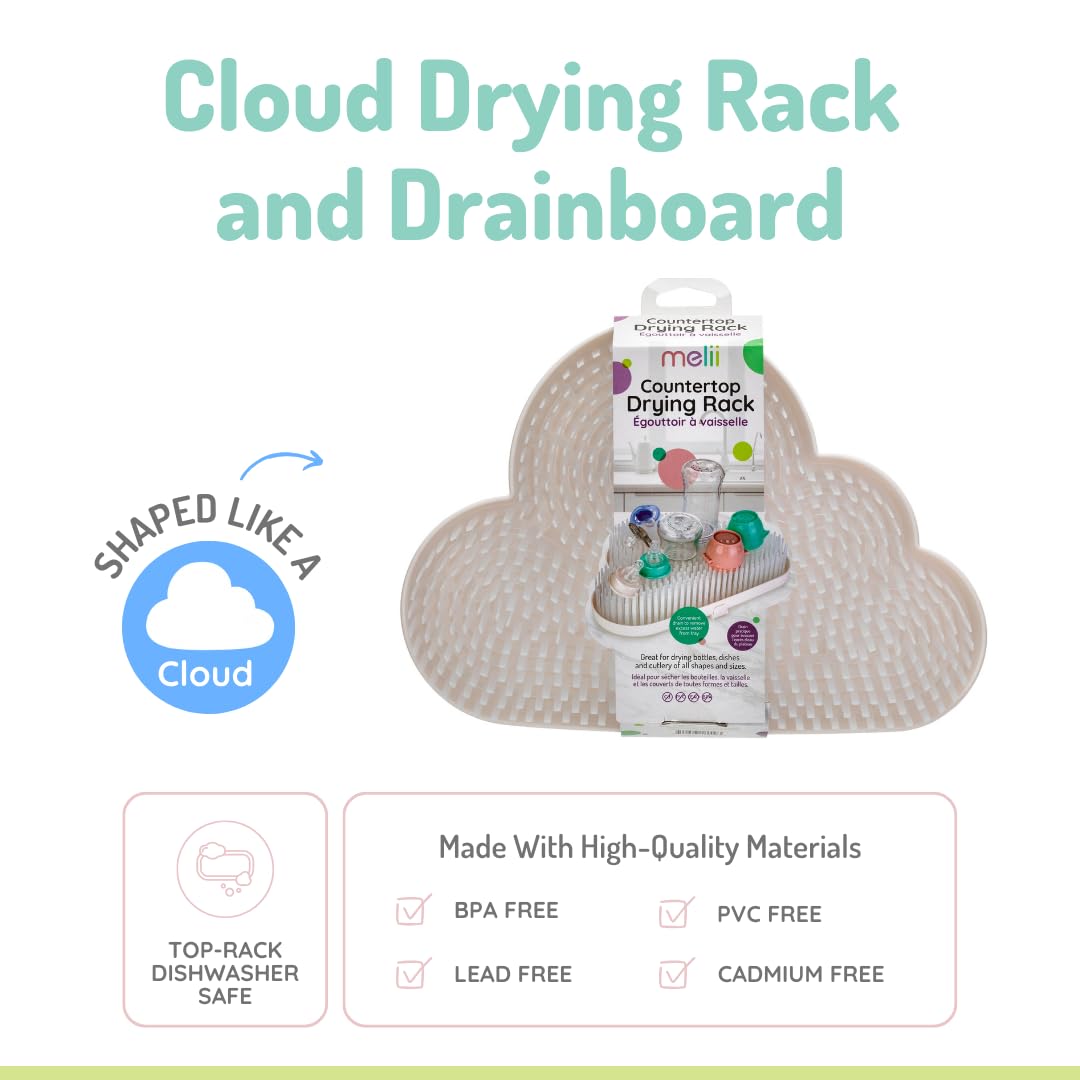 melii Countertop Cloud Drying Rack and Drainboard - BPA Free, White