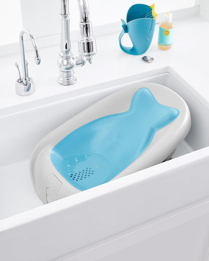 Skip Hop Moby Recline & Rinse Baby Bather, 2-Position Recline, Foldable Bath Support, Blue