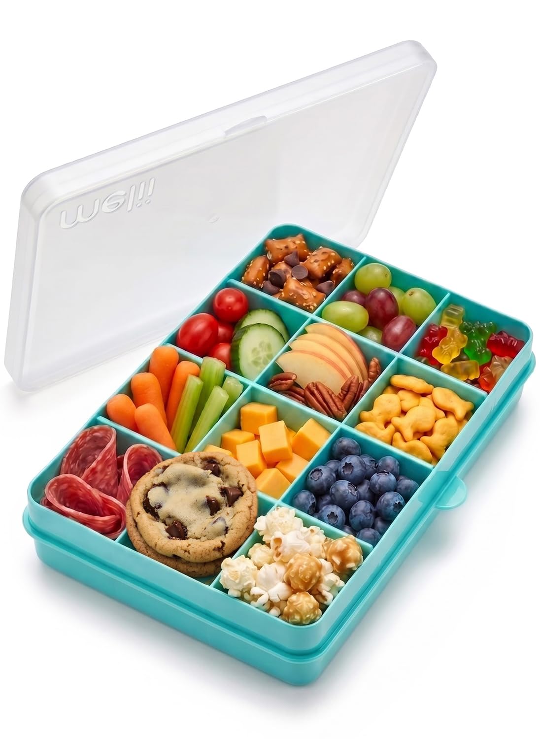 melii Snackle Box with 12 Individual Compartments, Removable Dividers