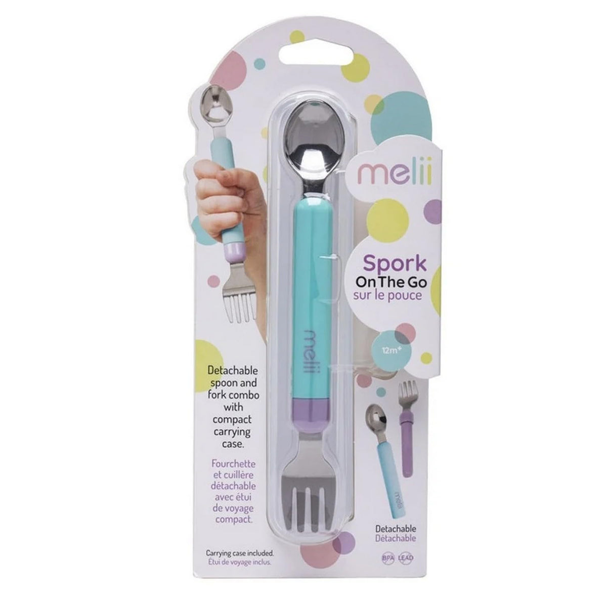 melii Spork On The Go Travel Utensils for Babies & Toddlers, Detachable Fork and Spoon with Carrying Case