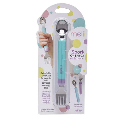 melii Spork On The Go Travel Utensils for Babies & Toddlers, Detachable Fork and Spoon with Carrying Case