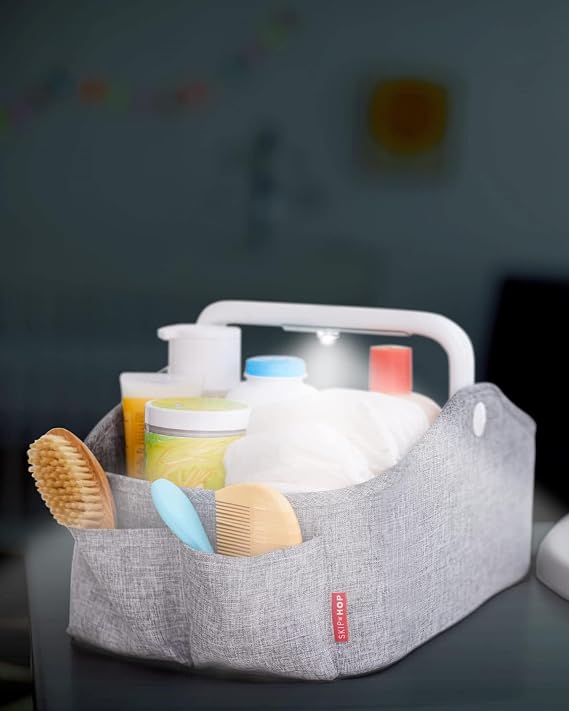Skip Hop Light Up Diaper Caddy with Touch-Sensitive Light Handle, Grey, 13L