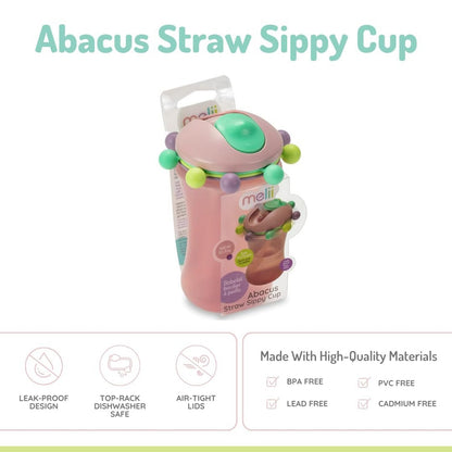melii Abacus Straw Sippy Cup 340ml for Baby & Toddler, Leak Proof, Flip Top Straw