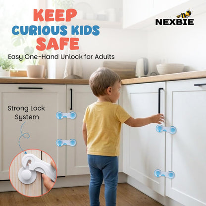 Nexbie Baby Safety Locks with Dual Adhesive Tape, Child Proof, Pack of 5