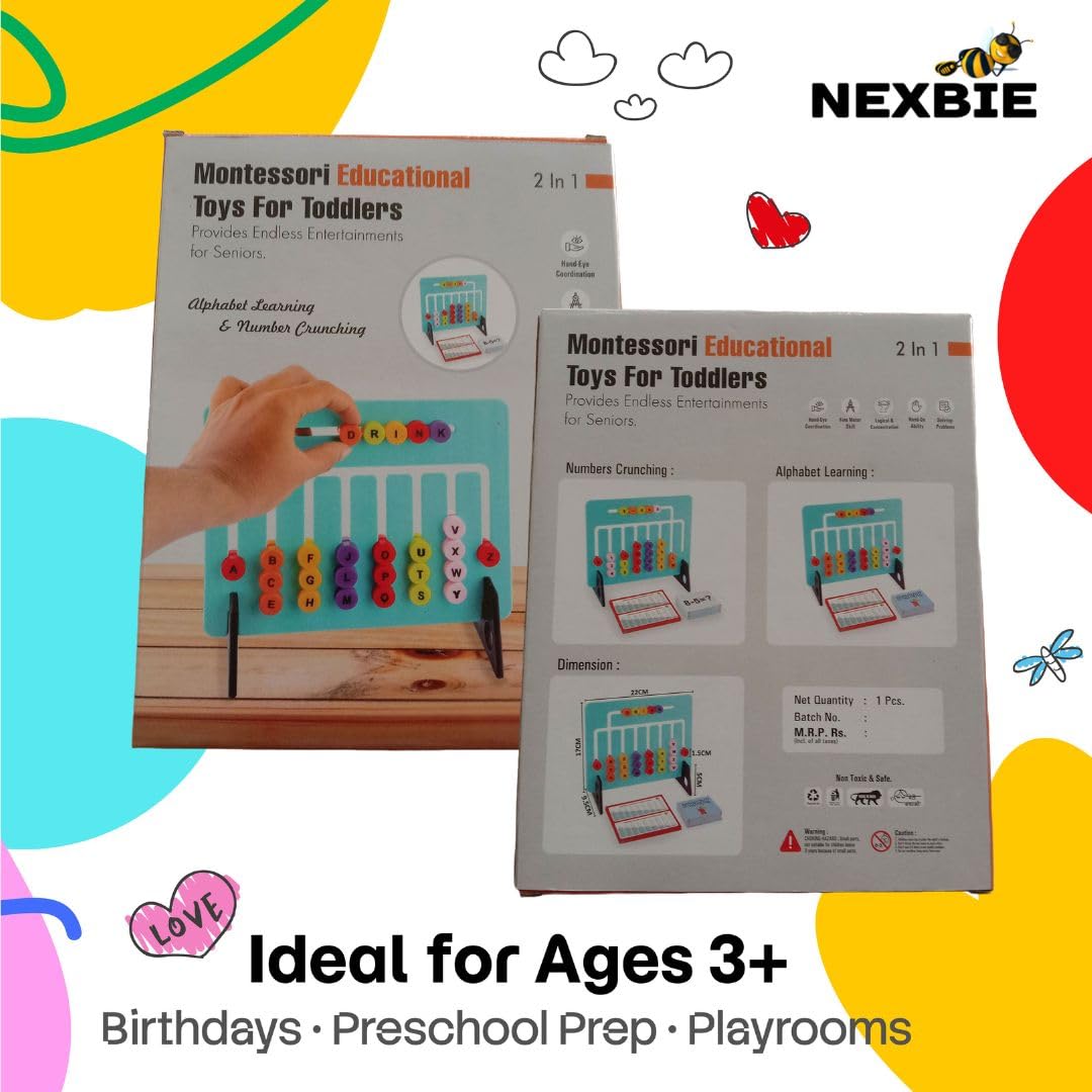 NEXBIE Montessori Alphabet Number Puzzle Toy for Kids 4-8 Years - Educational Travel-Friendly Learning Puzzle