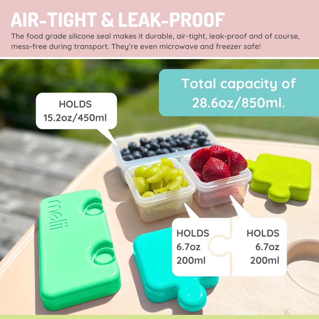 melii Puzzle Bento Box Food Storage Container – 3 Compartments