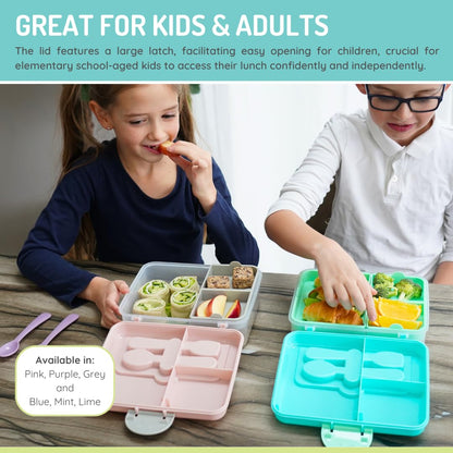 melii 2 Tier Bento 6 Compartment Lunch Box with Spoon & Fork