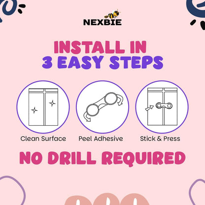 Nexbie Baby Safety Locks with Dual Adhesive Tape, Child Proof, Pack of 5
