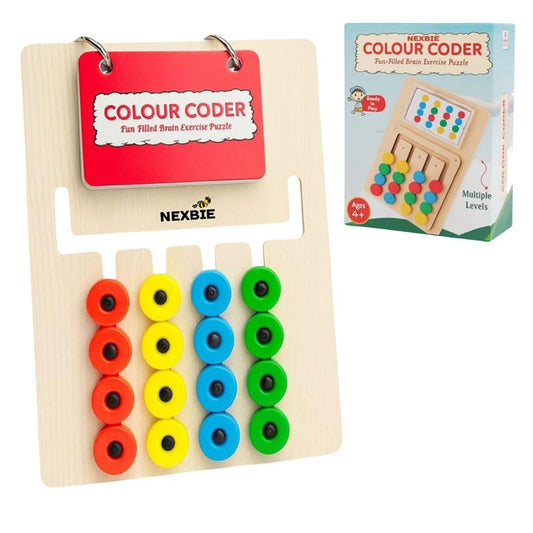 Nexbie Montessori Color & Pattern Matching Wooden Board Puzzle Game for Kids 4-8 Years