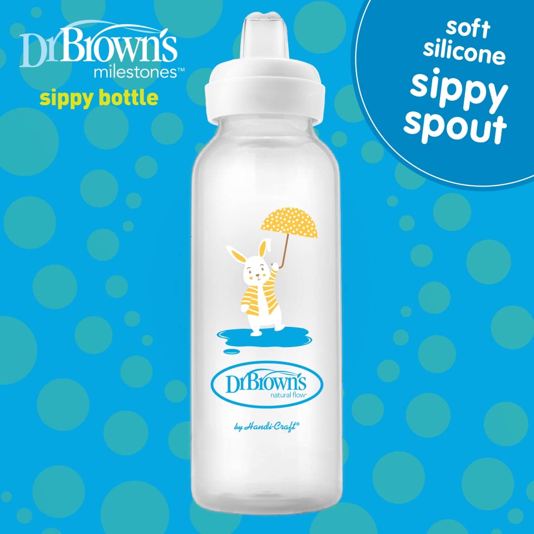 Dr. Brown's Narrow Options+ Sippy Spout Baby Bottle 8oz/250ml - Bunny