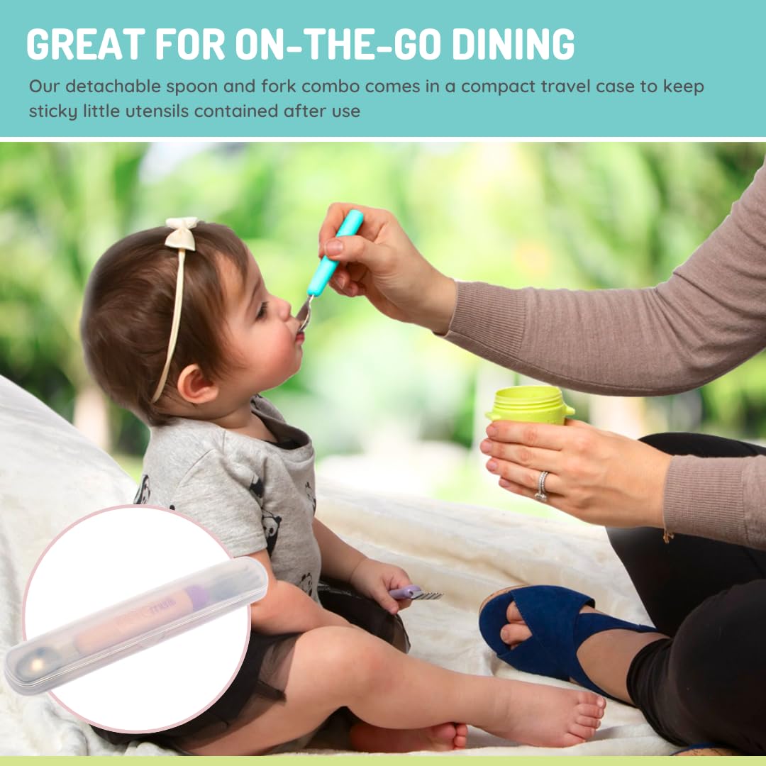 melii Spork On The Go Travel Utensils for Babies & Toddlers, Detachable Fork and Spoon with Carrying Case