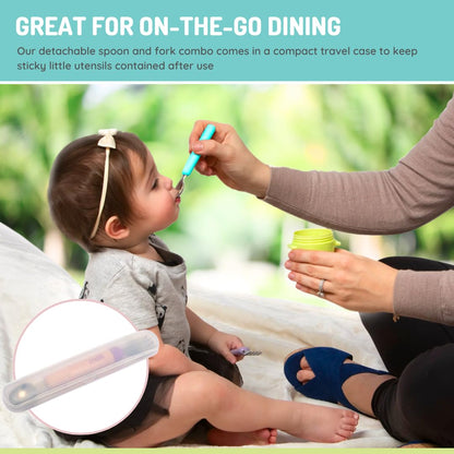 melii Spork On The Go Travel Utensils for Babies & Toddlers, Detachable Fork and Spoon with Carrying Case