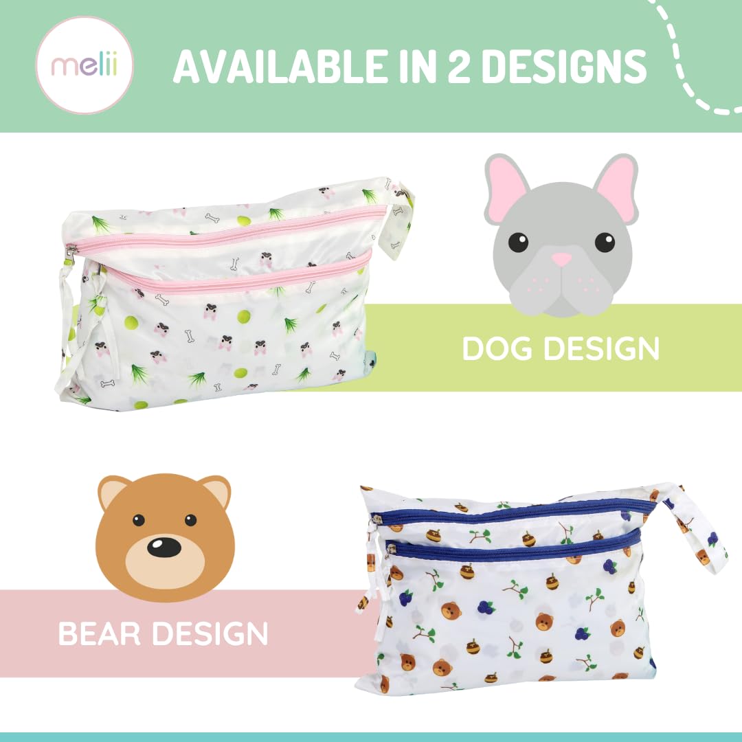 melii Waterproof Wet & Dry Bag with Handle for Wet Clothes, Swimsuits, Diapers and Travel Essentials - Bulldog