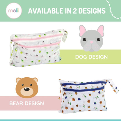 melii Waterproof Wet & Dry Bag with Handle for Wet Clothes, Swimsuits, Diapers and Travel Essentials - Bulldog