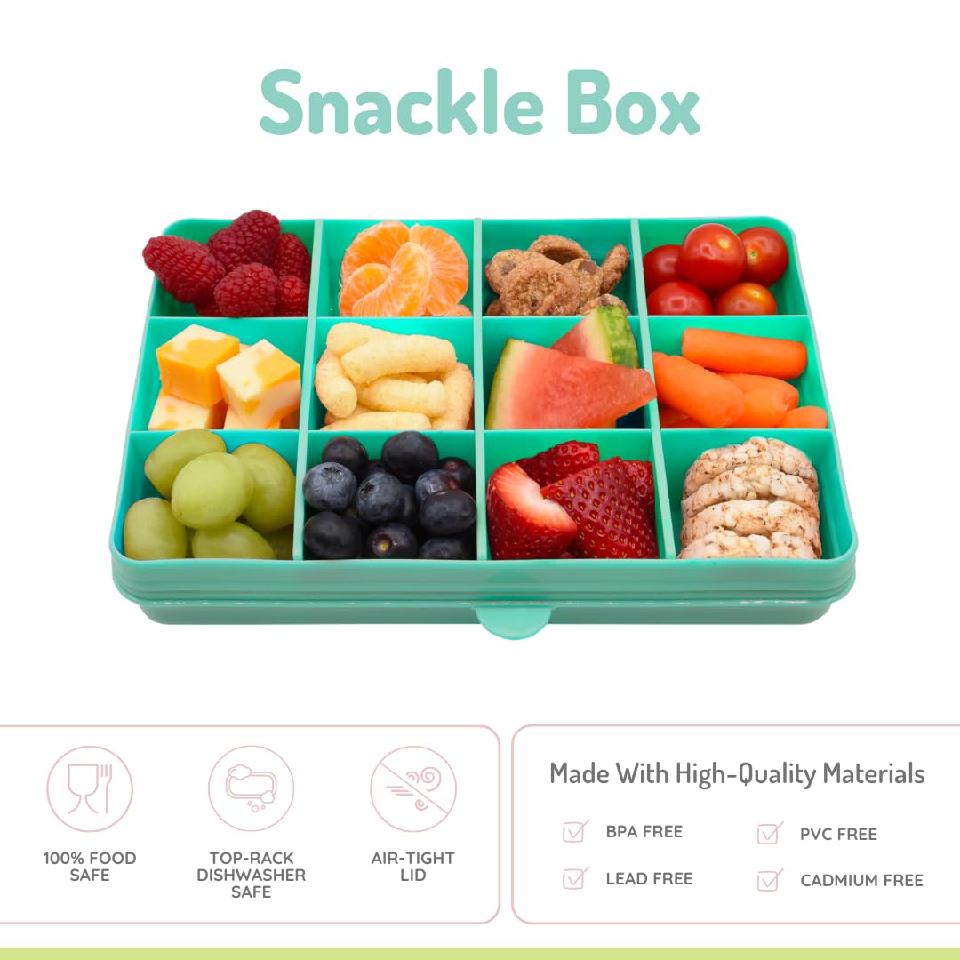 melii Snackle Box with 12 Individual Compartments, Removable Dividers