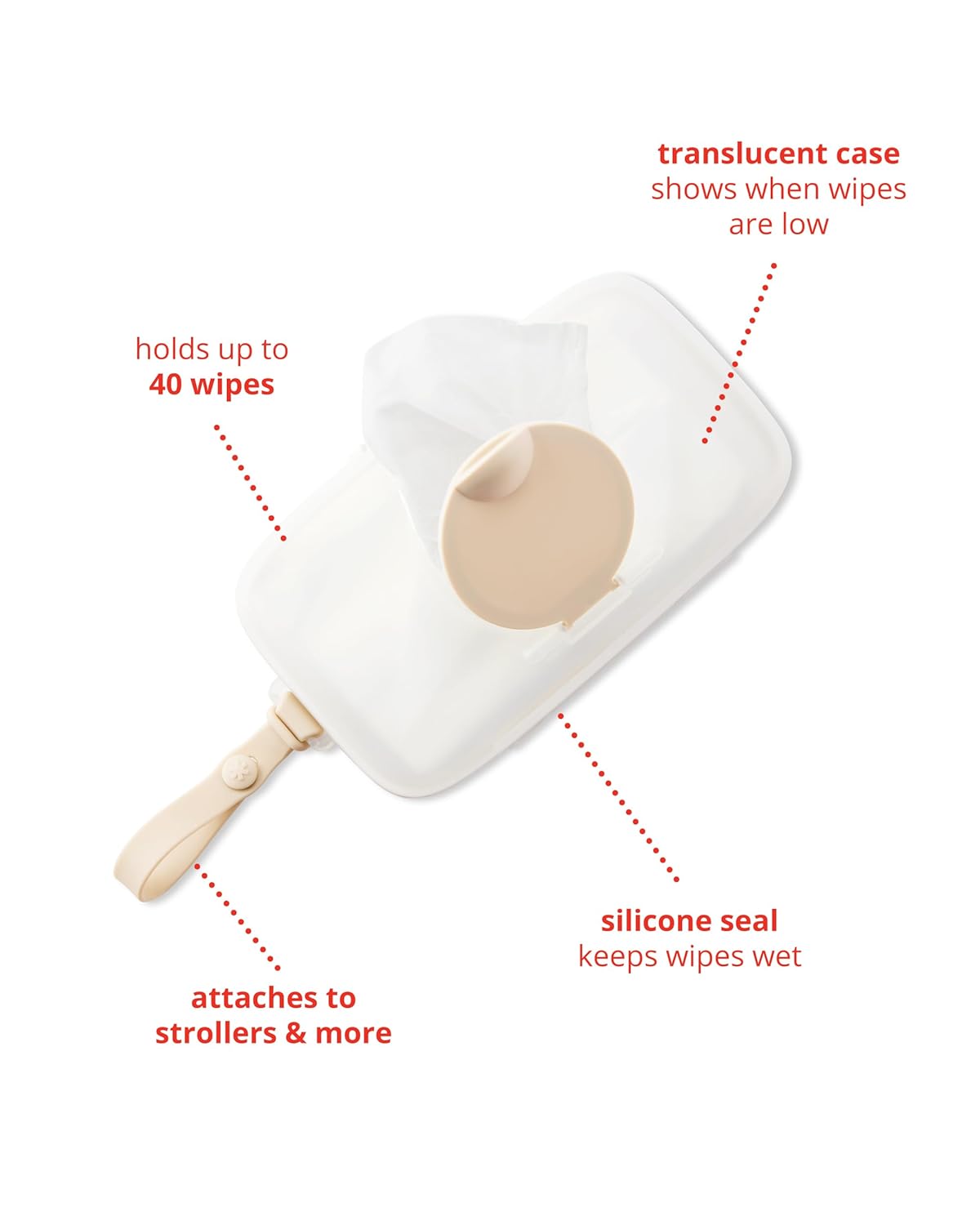 Skip Hop Baby Snug Seal Wipes Case with Moisture-Lock Silicone Seal, Oat