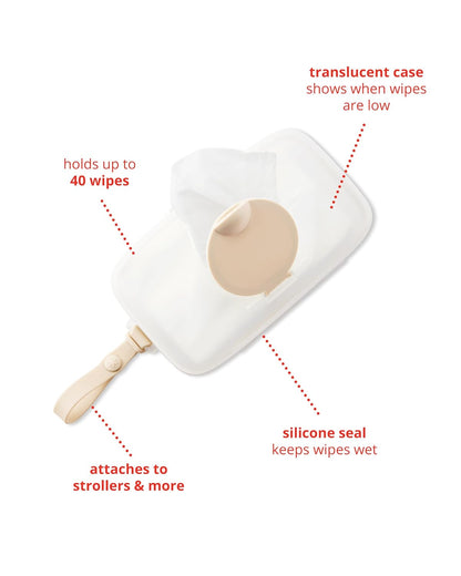 Skip Hop Baby Snug Seal Wipes Case with Moisture-Lock Silicone Seal, Oat