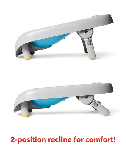 Skip Hop Moby Recline & Rinse Baby Bather, 2-Position Recline, Foldable Bath Support, Blue