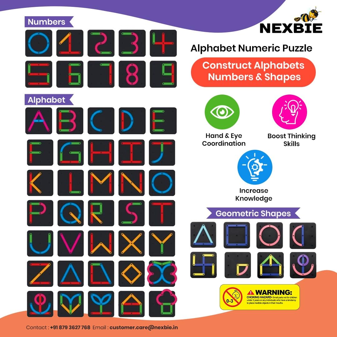 NEXBIE Alpha Numeric Puzzle - Alphabet Construction Puzzle Toys for Kids - Multi Activity Toy